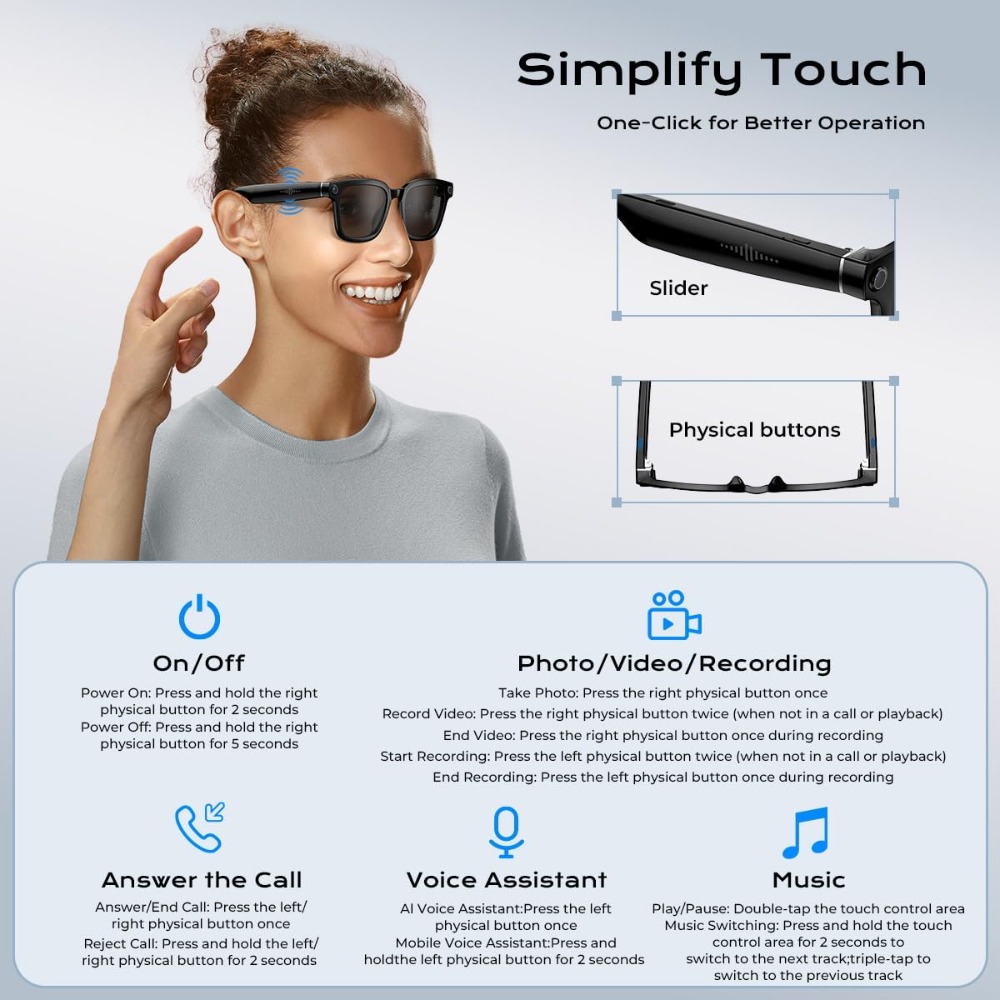 Smart HD Camera Glasses with V - Smart Glasses Lens avis et prix