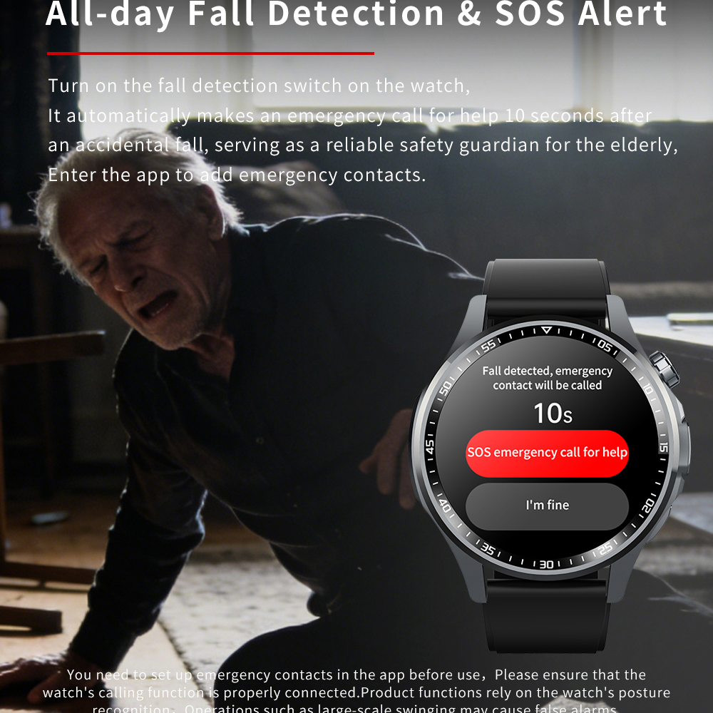 Men Smart Watch All Day Fall D - Fall Detection Watch avis et prix