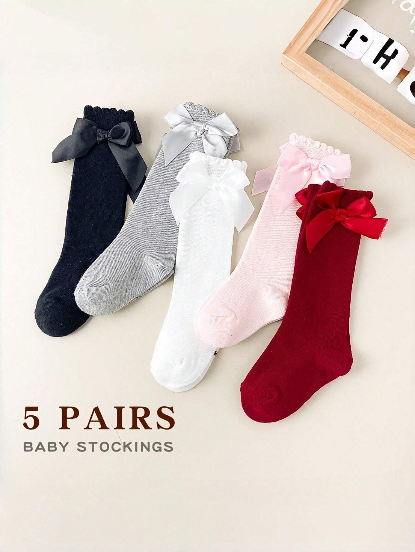 1/5 Pairs Baby Girls Bow Knee  - Baby Sock Oximeter avis et prix