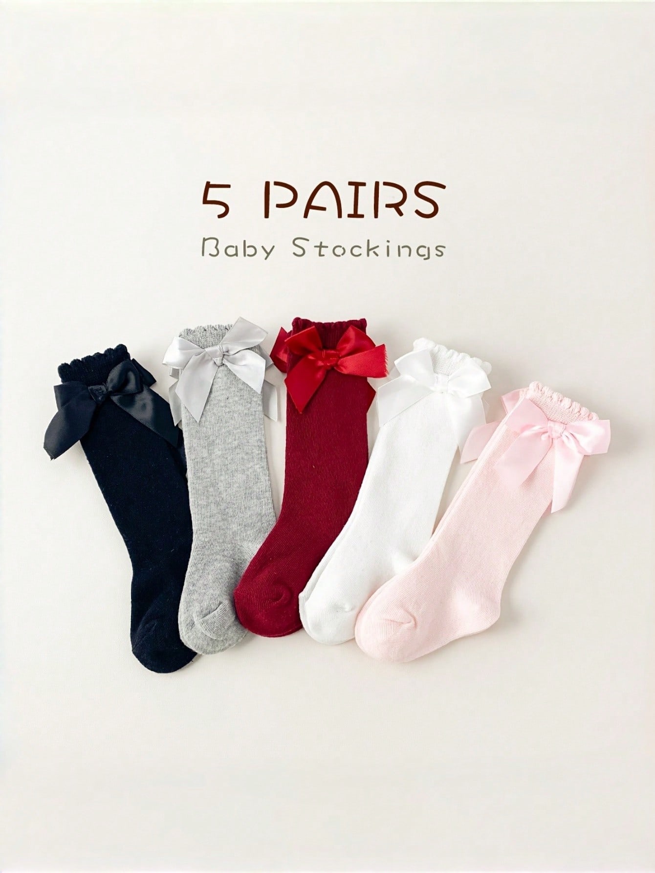 1/5 Pairs Baby Girls Bow Knee  - Baby Sock Oximeter avis et prix